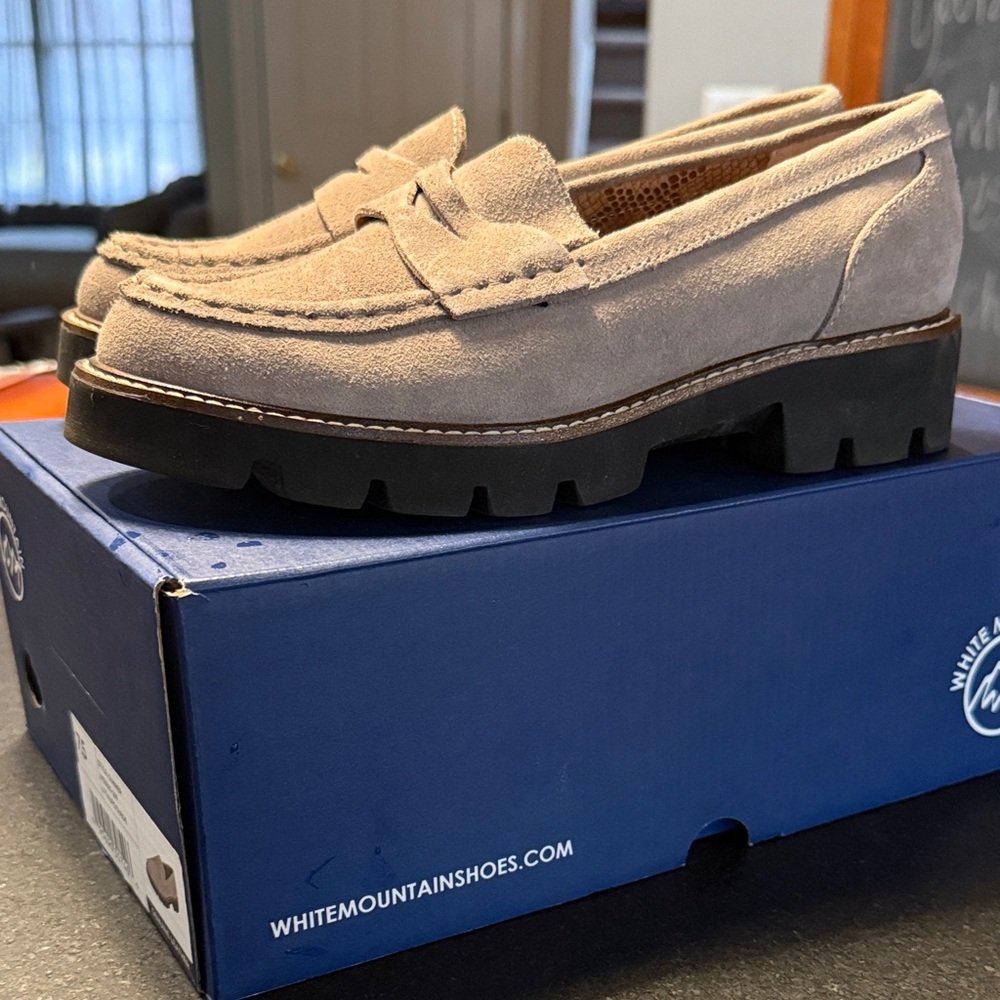 White Mountain Women’s Suede Loafers in Taupe